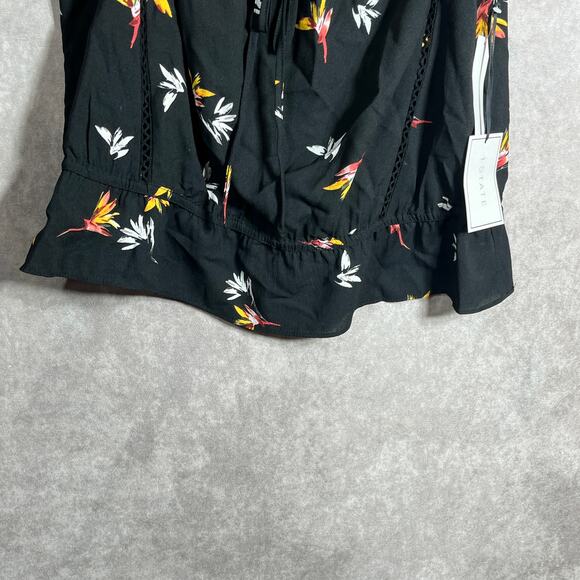 1. State Tabea Top Womens Large Black Floral Spaghetti Strap Ruffle Hem Boho NEW - Picture 3 of 9